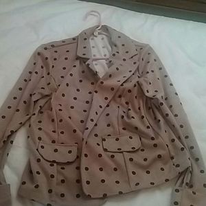 Tan and black polka dot blazer
